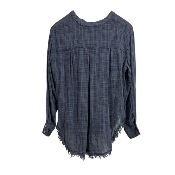 Free People Women S Talk To Me Long Sleeve Frayed Hem Popover lightweight Tunic - Picture 9 of 9